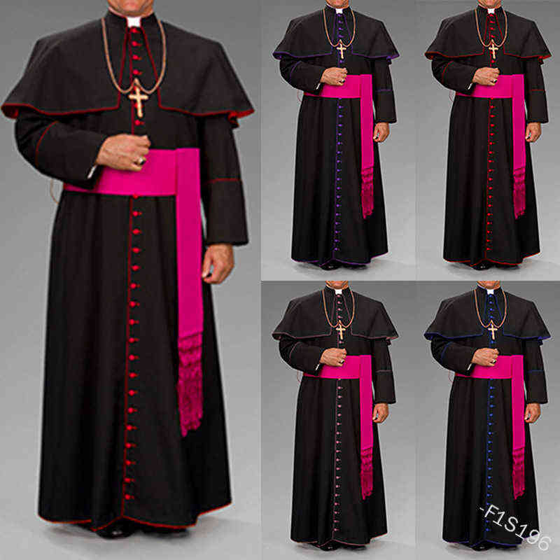 

Roman Black Priest Cassock Robe Belt Clergyman Vestments Medieval Ritual Robe Wizard Black Priest Robe Belt Waistsash Cosplay L220714, Red