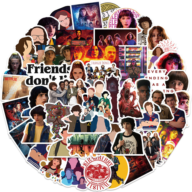 

50pcs Stranger Things stickers pack for Laptop Skateboard Motorcycle Decals, Multi colors