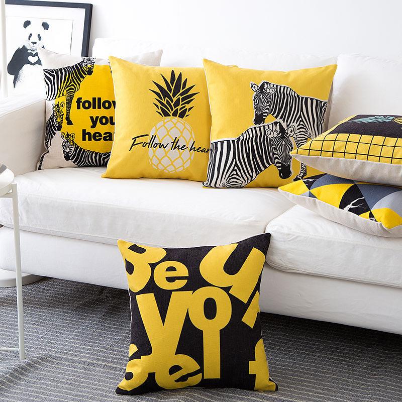 

Cushion/Decorative Pillow Personality Yellow Abstract Geometric Zebra Cushion Cover Case Net Red Same Style Sofa Bedside Birthday Gift