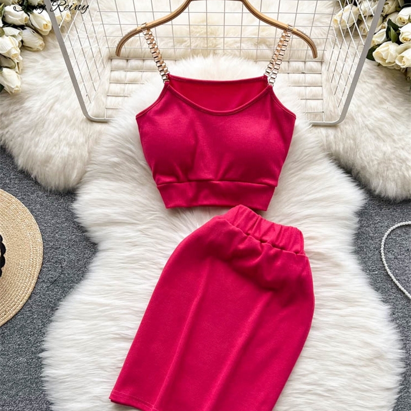 

SINGREINY Summer Women Two Pieces Sets Sexy Strap Top Camisole Elastic Waist Short Skirt Sets Ladies Korean OL Two Piece Suits 220704, Black