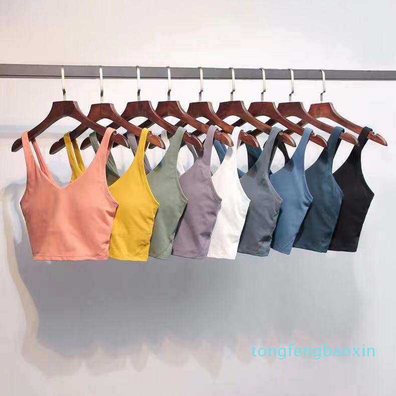 Tank Women Yoga Bra Shirts Sports Vest Fitness Tops Sexy Underwear Solid Color Lady Tops with Removable Cups Yoga Sports Bra Tanks2022