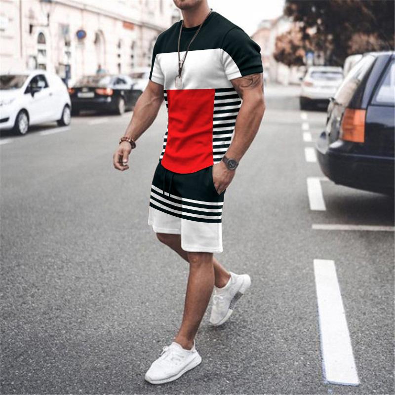 

Men's Tracksuits Ice Silk Comfortable And Cool Men Tracksuit T-shirt Shorts Outfits Sets Fashion Man Clothing