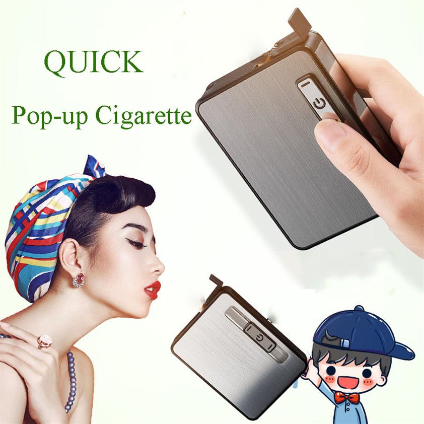 

Nice Creative Cigarette Case With USB Charging Lighter Windproof Automatic Pop-up Cigarette Electronic Lighter Portable Smoking Ac2282