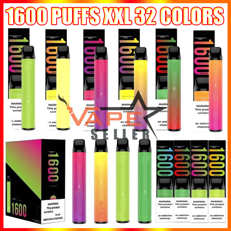 

Disposable Vape Pen XXL 1600 Puffs E Cigarette Device With 1000mAh Battery 6.5ml Pod Pre-Filled Big Vapor Smoking Kit