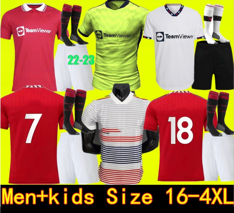 

RONALDO 2021 2022 2023 MANCHESTER SANCHO soccer jerseys UNITED 22 23 MAN LINGARD Fans Player BRUNO FERNANDES POGBA RASHFORD UTD football shirt men kids kit full set 11, Player version