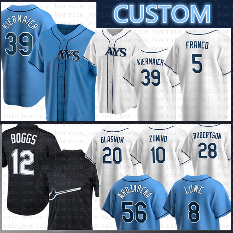 

Custom Bay Rays Baseball Jersey Kevin Kiermaier Wander Franco Wade Boggs Randy Arozarena Tyler Glasnow Corey Kluber Yandy Diaz Mike Zunino Brandon Lowe Meadows, Mens(guangmang)