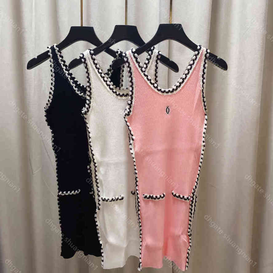 

summer women dress shirt cheap sleeveless slim fit camisole dresses wool knit dressshirt logo brand designer women clothing casual female Apparel wholesale