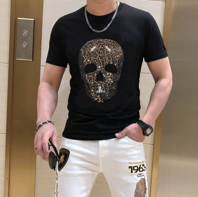 

New Summer T Shirt Mens 100% cotton T-shirts Tee Short Sleeve high quality Rhinestones Tshirt top sale 131, Purple