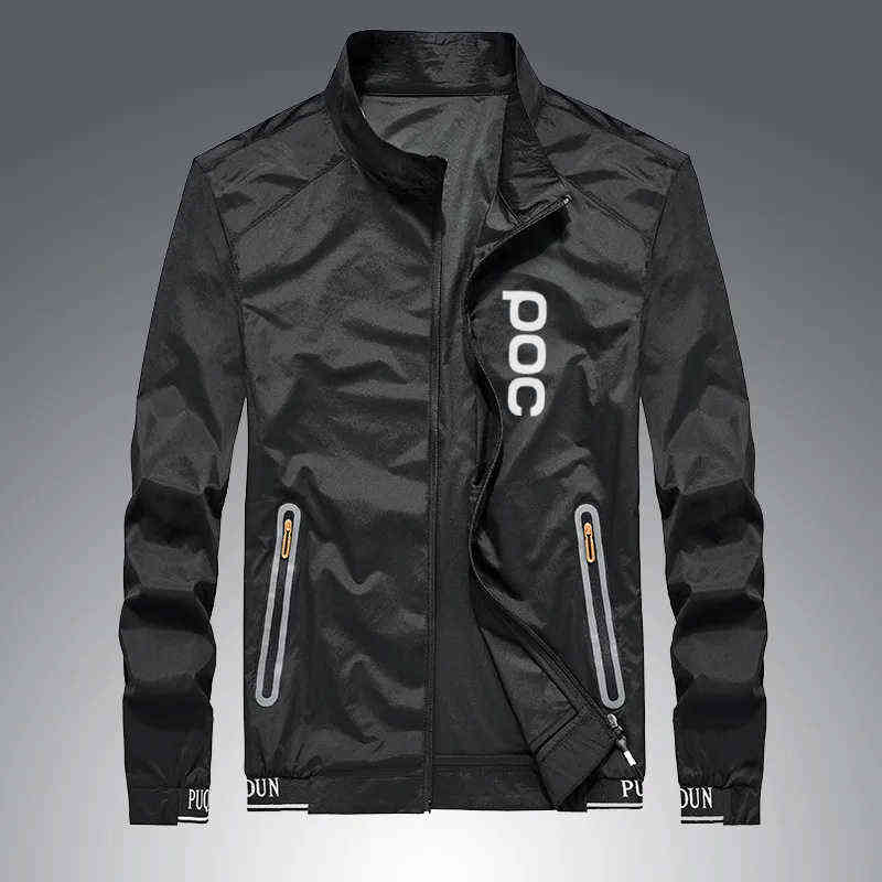 

Black Poc Men Cycling Jacket Reflective Windbreaker Mtb Bike Clothing Lightweight Windproof Outdoor Running Sport Bicycle, 05