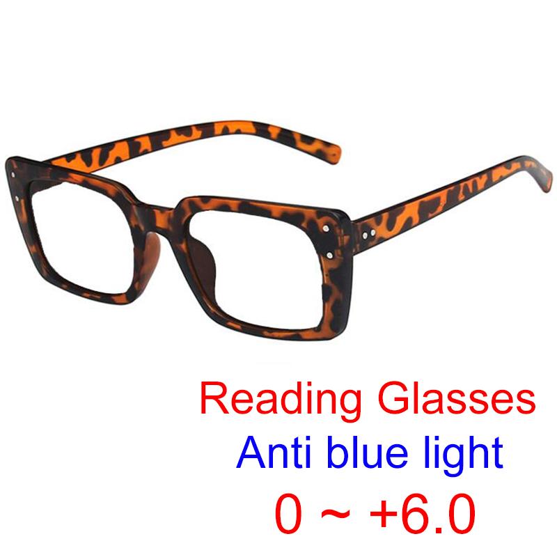 

Sunglasses Fashion Rectangle Women Computer Eyeglasses Trendy Anti Blue Light Ladies Square Reading Glasses UV400 Clear Len Leopard EyewearS