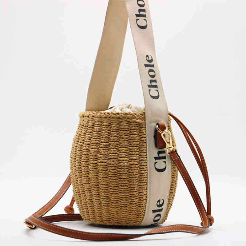 

Designer Handbags Cylinder New Straw Woven Bag Fashion Women's Msenger, Camel