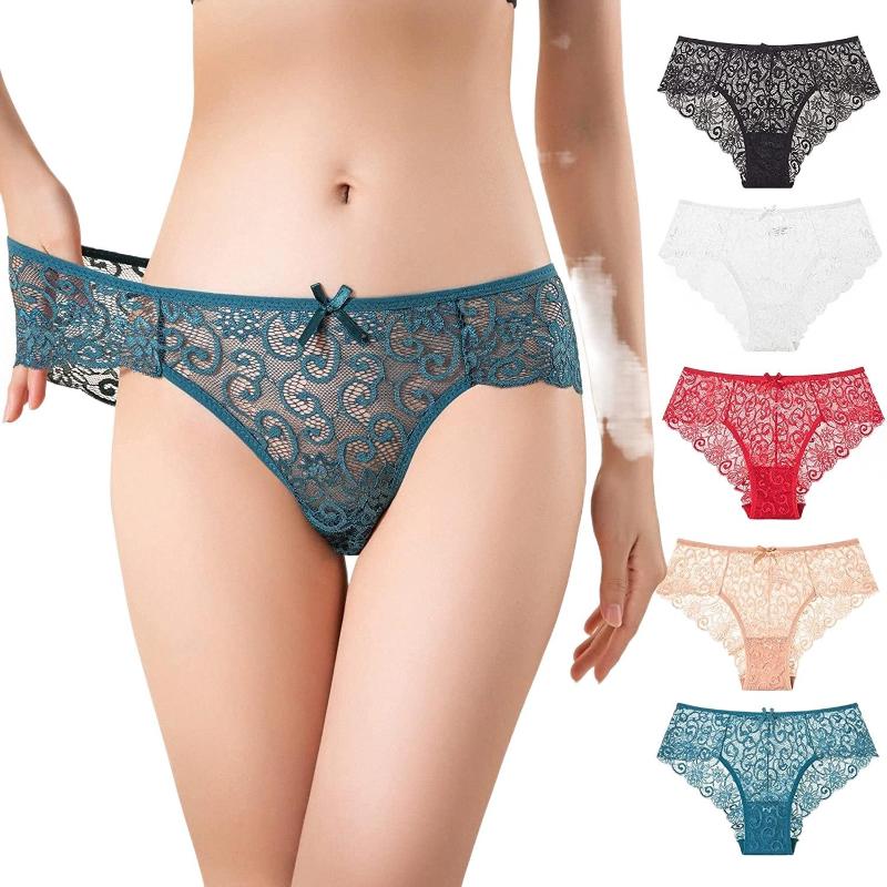 

Women's Plus Size Underwear Lace Womens 4-7 S/M/L/XL Breathable Bikini Panties For Ladies Q113#Women's, Black