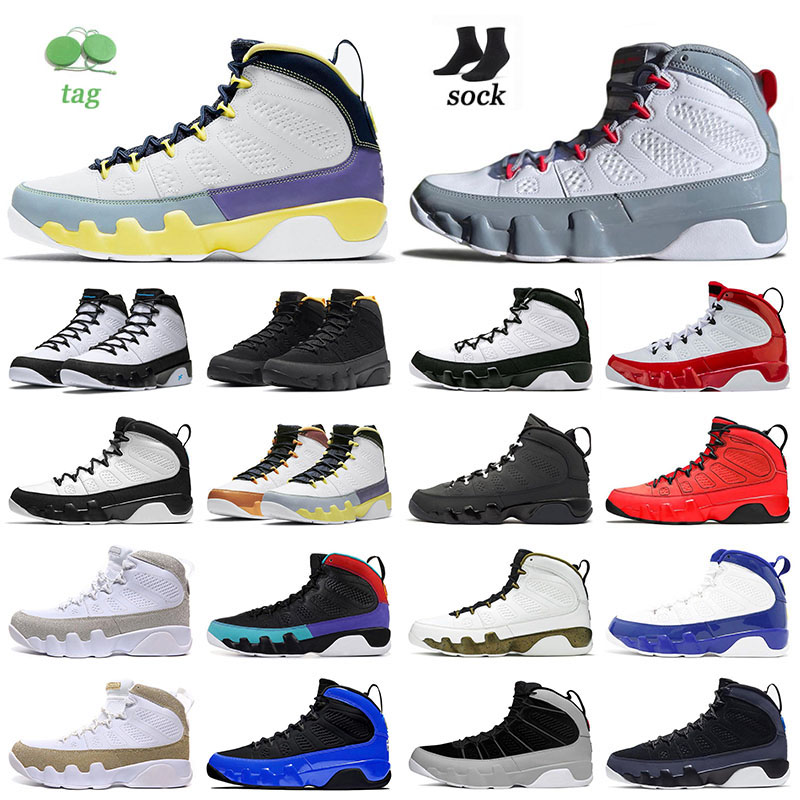 Designer Jump Man 9 9s Mens Basketball Shoes Big Size 12 13 Fire Red Sneakers Motorboat Jones Black Blue University Gold Particle Gray Jumpman J9
