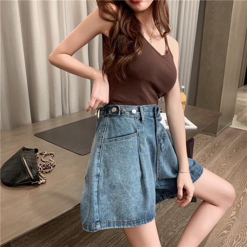 

Summer High Waist Wide Leg Pant Y2k Clothes Shorts Jeans Women Sexy Solid Denim Fashion Streetpants Bottoms 2730, Black