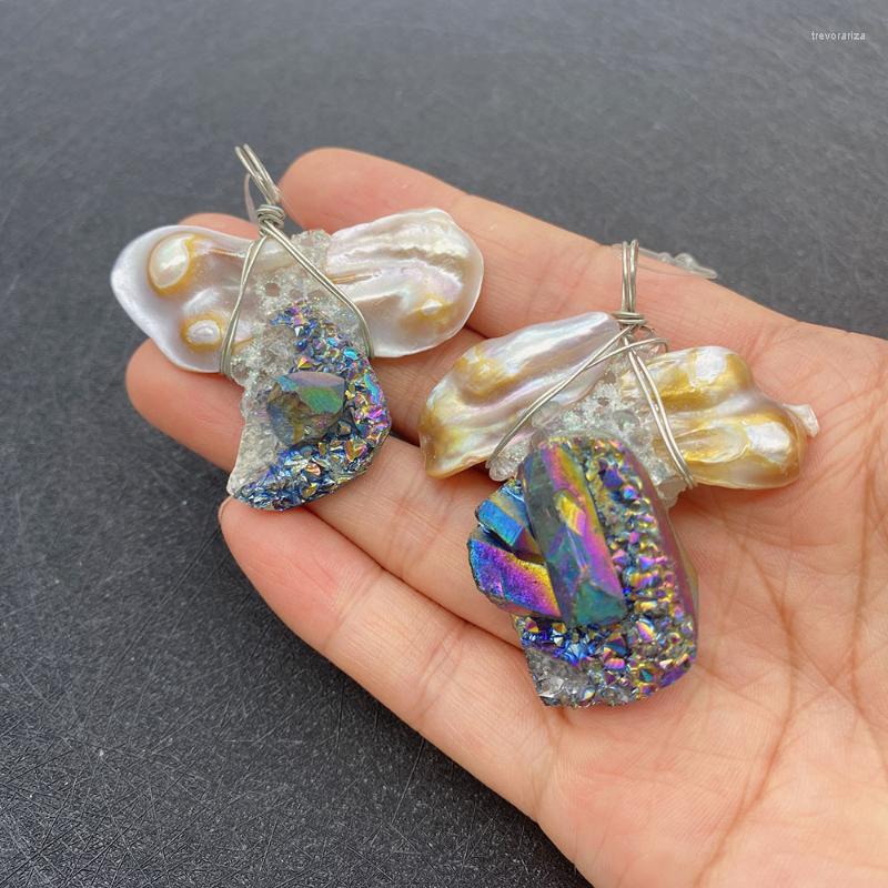 

Charms Natural Semi-precious Stones Pearl Pendant Irregular Shape Crystal And For DIY Necklace Jewelry Accessories 1/PCSCharms