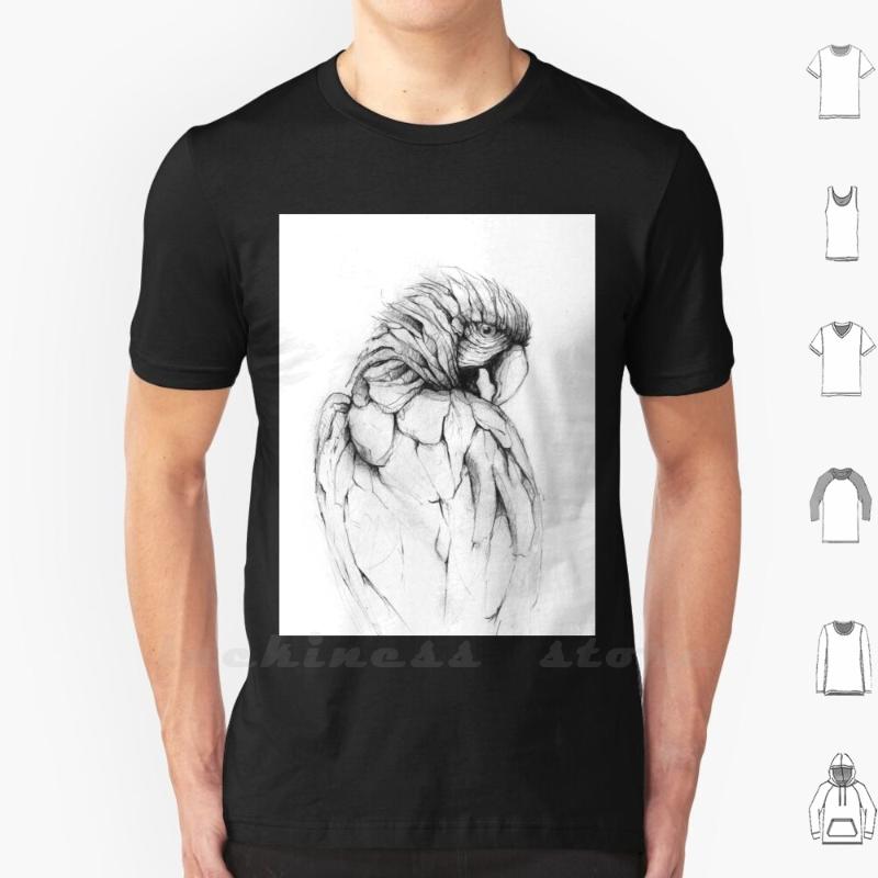 

Men's T-Shirts Parrot T Shirt 6Xl Cotton Big Size Animal Birds Bird Parrots Pencil Hand Drawing Vintage Abstract, W-tee-purple