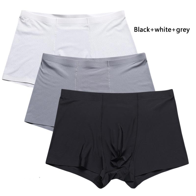 

Underpants 3pcs/lot Male Ice Silk Underwear Breathable Seamless Boxer Man Mesh Light And Quick-drying NylonUnderpants, Set14