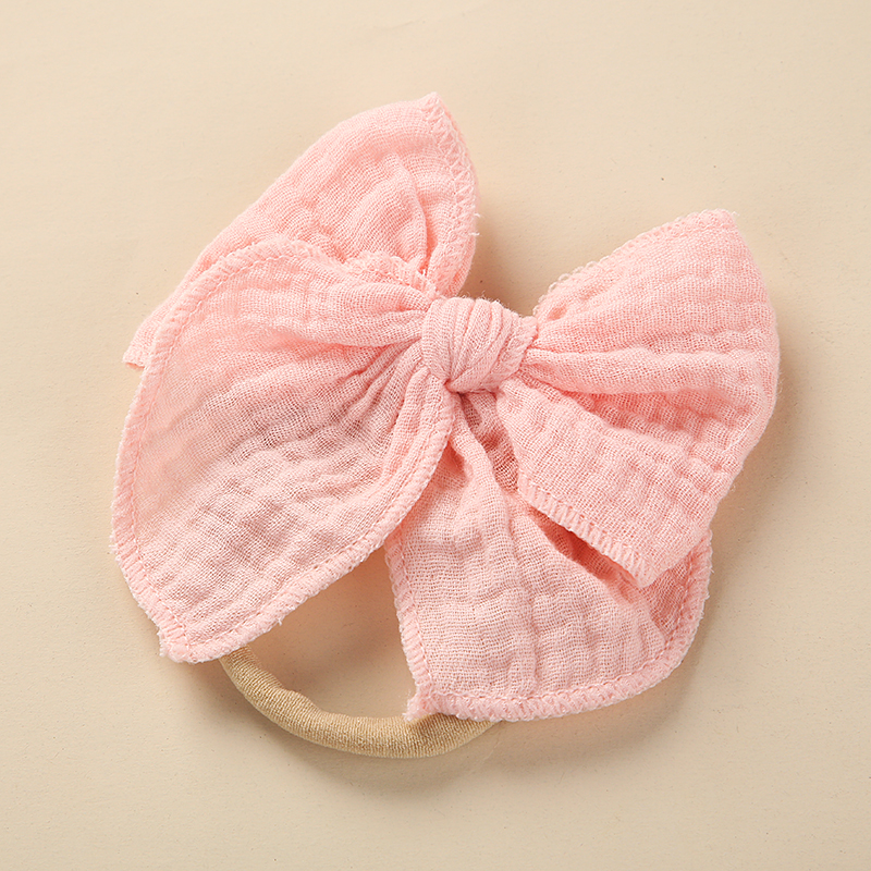 

4.2" Soft Muslin Cotton Bow Nylon Headband Baby Fable Bow Hair Clip Girls Nylon Bow Headband Kids Hairpin Barrette Bulk, Mixed color