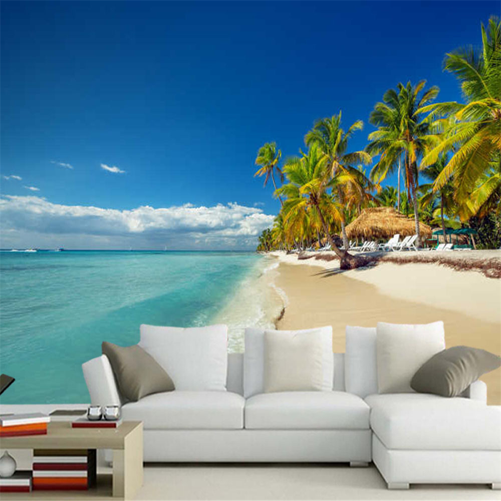 

Papel de parede beach landscape 3d wallpaper,living room TV sofa wall bedroom wall papers home decor restaurant mural, As show