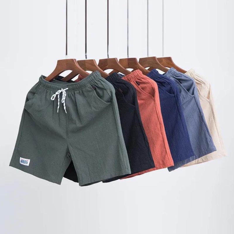 

Men's Shorts 2022 Summer Men Linen Cotton Plus Size Short Pant Casual Comfortable Stretch Khaki Orange Female Breathable Clothing