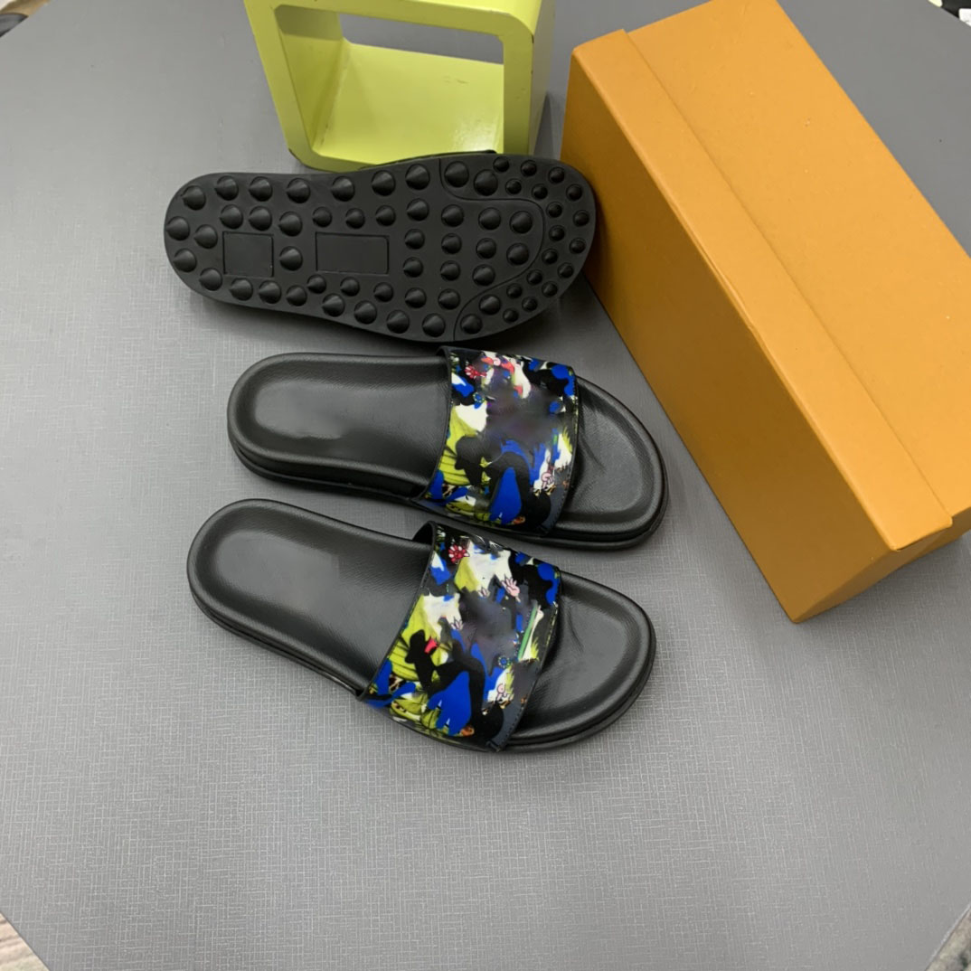 

Designer Luxury Men Women Slippers Summer Collection Sandals Rubber Ramage Print Slipper Ladies Beach Neutral Leather Sandal 0004, Color 3