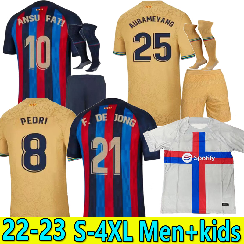

S-4XL 2022 2023 kids kit soccer jersey GAVI MEMPHIS PEDRI ADAMA AUBA FERRAN home away 23 22 ANSU FATI F. DE JONG DEST DAVI ALVES shirt men Casemiro football shirt XXXL XXXXL, 22/23 away 3