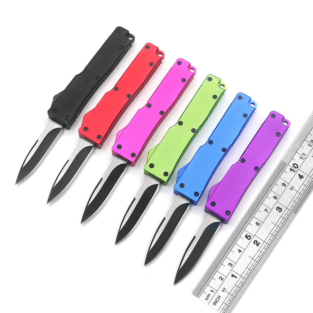 

Mini Portable Automatic knife 440 Black Blade Aluminum Handle CNC Key Ring Pendant Decoration Unboxing Express Multi-Function Tool
