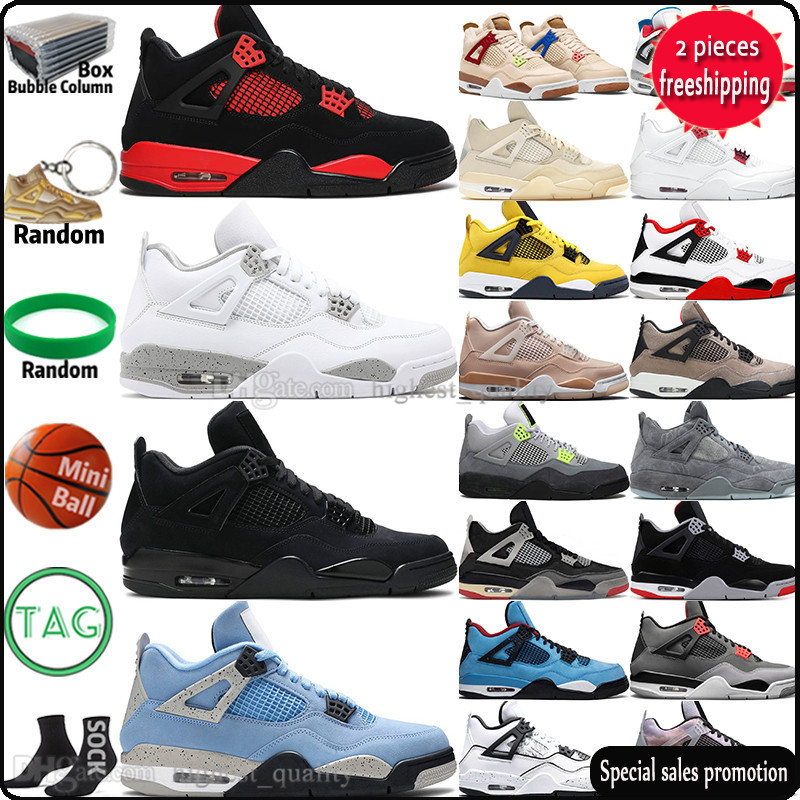 

2022 Oreo Sail Black Cat 4 4s Mens Basketball Shoes University Blue Fire Red Thunder White Cement Bred Pure Money Metallic Grey Lighnting Men NB, 44