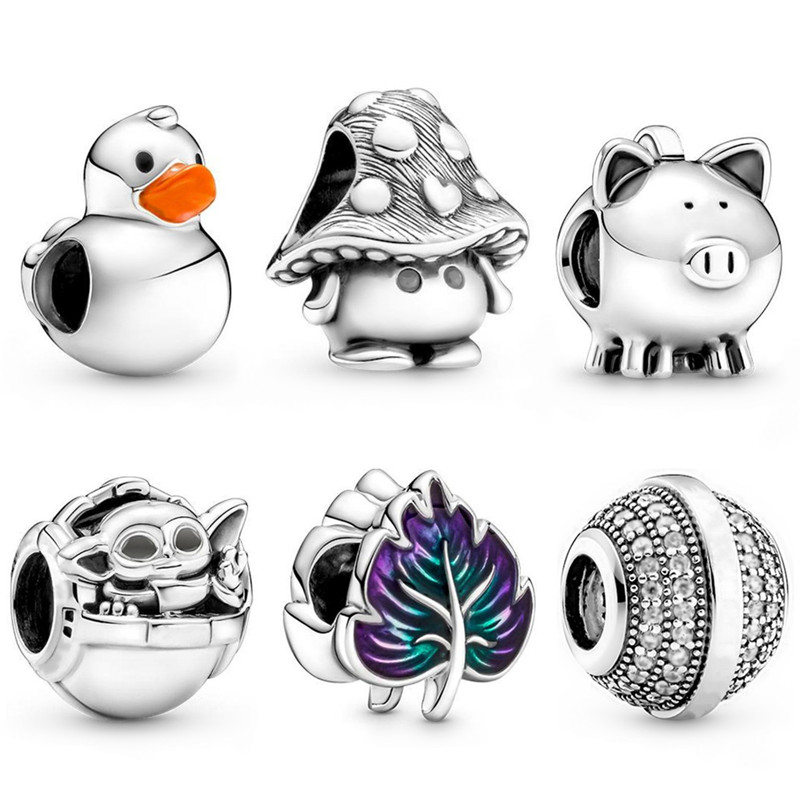 

Popular High Quality 925 Sterling Silver Cute Mushroom Duck Pig Pendant DIY Beads for Original Charm Bracelet Ladies Jewelry Pandora Making Gifts