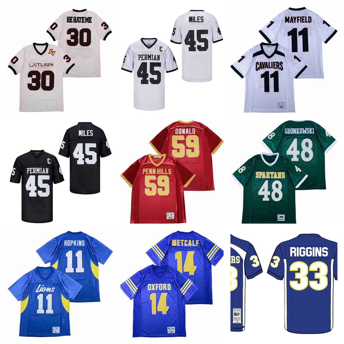 

Movie College Football Jerseys 48 rob gronkowski 11 deandre hopkins baker mayfield 14 dk metcalf 45 miles 30 he hate 33 friday night 5959 AARON DONALD Stitched Jersey, As picture