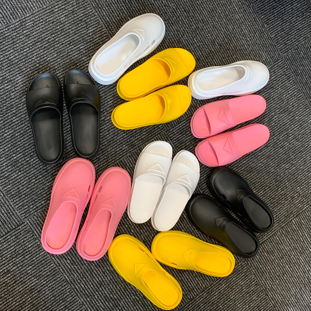 

Foam rubber mules designer Rubber Slides For Man Woman Slipper Spring Summer Beach Sandals Flat Slide Lugged Tread Sole Casual Fashion size 35-45