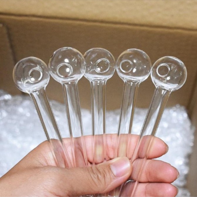 

4inch 1pcs Pyrex glass Oil Burner Pipe Clear Color quality pipes transparent Great Tube tubes Nail tips
