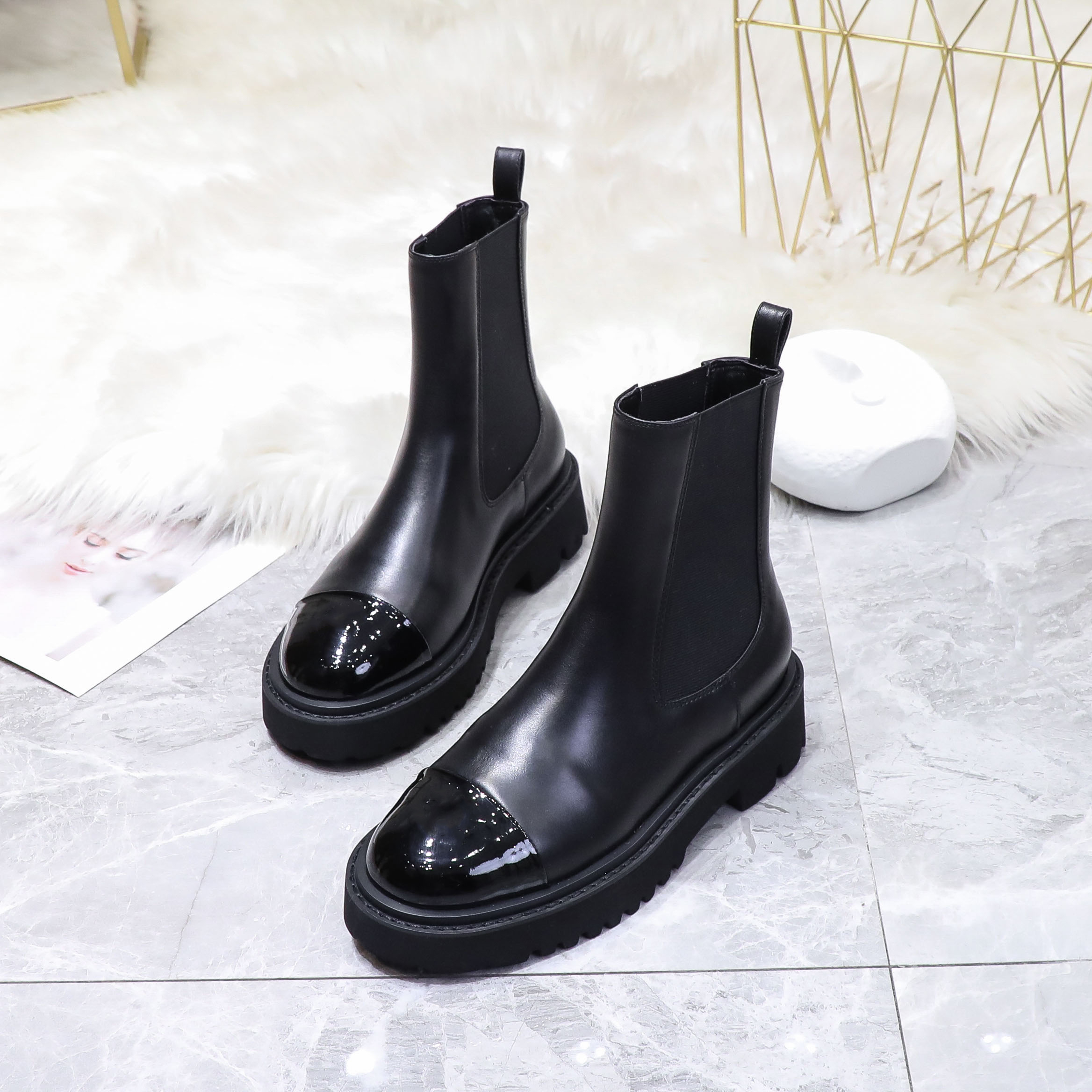 

Designer Luxury Ankle Boots Women Leather Martin Boot Classic Fashion Calfskin Short Booty, Color 3