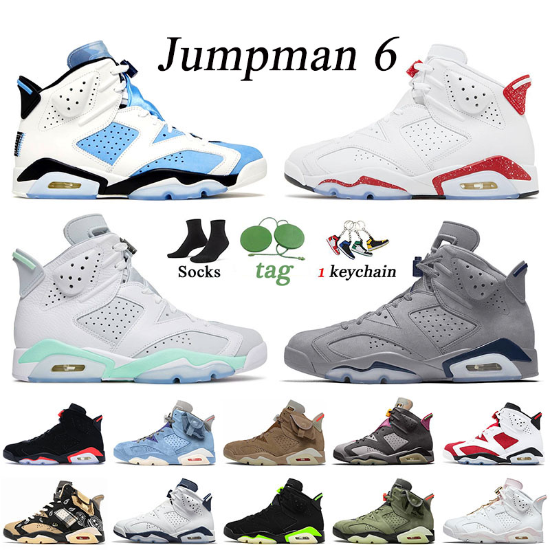 

2022 New Women Mens Basketball Shoes Jumpman 6 UNC Red Oreo 6s Georgetown Mint Foam Carmine Black Infrared Bordeaux Cactus Jack Midnight Navy Trainers Hare Sneakers, A1 unc 40-47