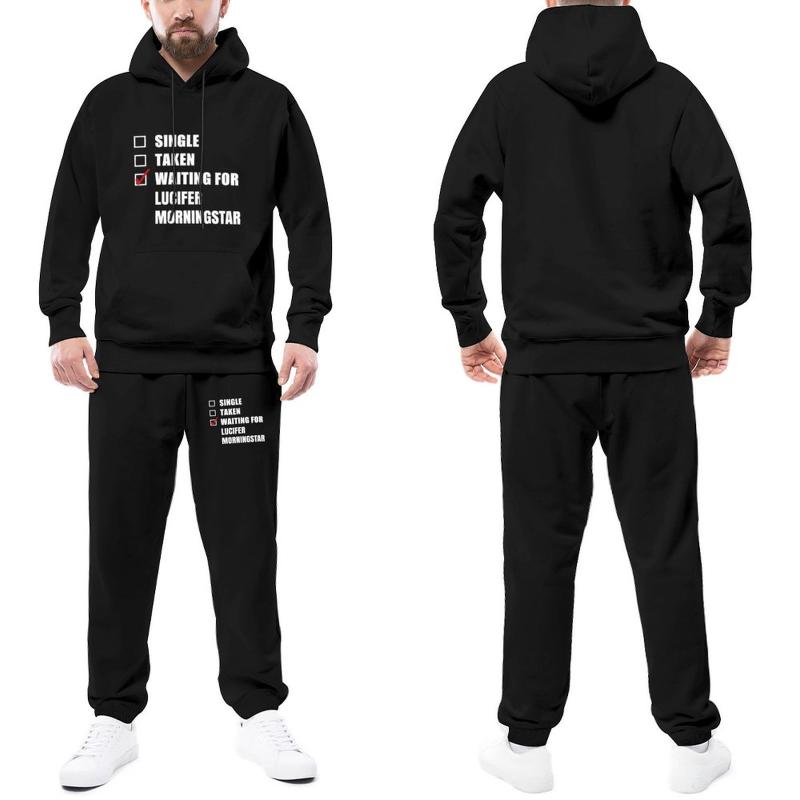 

Men's Tracksuits Lucifer Womens Tracksuit Set Waiting For Morningstar Gym Sweatsuits Man Sweatpants And Hoodie Sale, Black-style