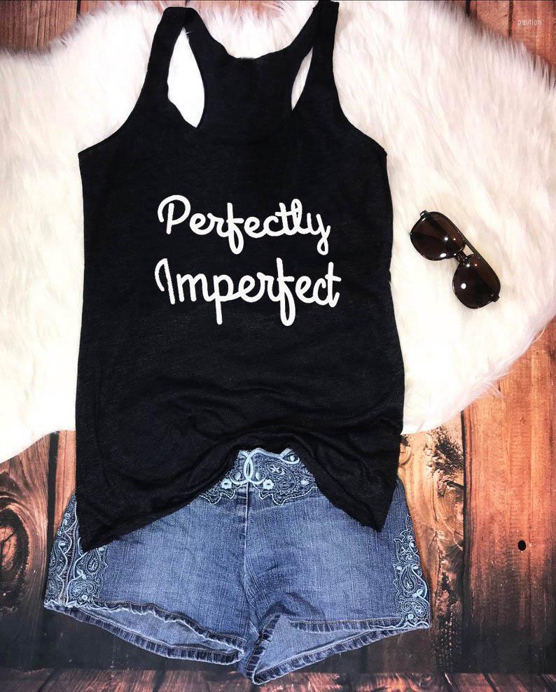 

Women's Tanks & Camis Vest Perfectly Imperfect Letter Print Female Tank Top Summer Funny Sleeveless TeeWomen's, Blue-white text
