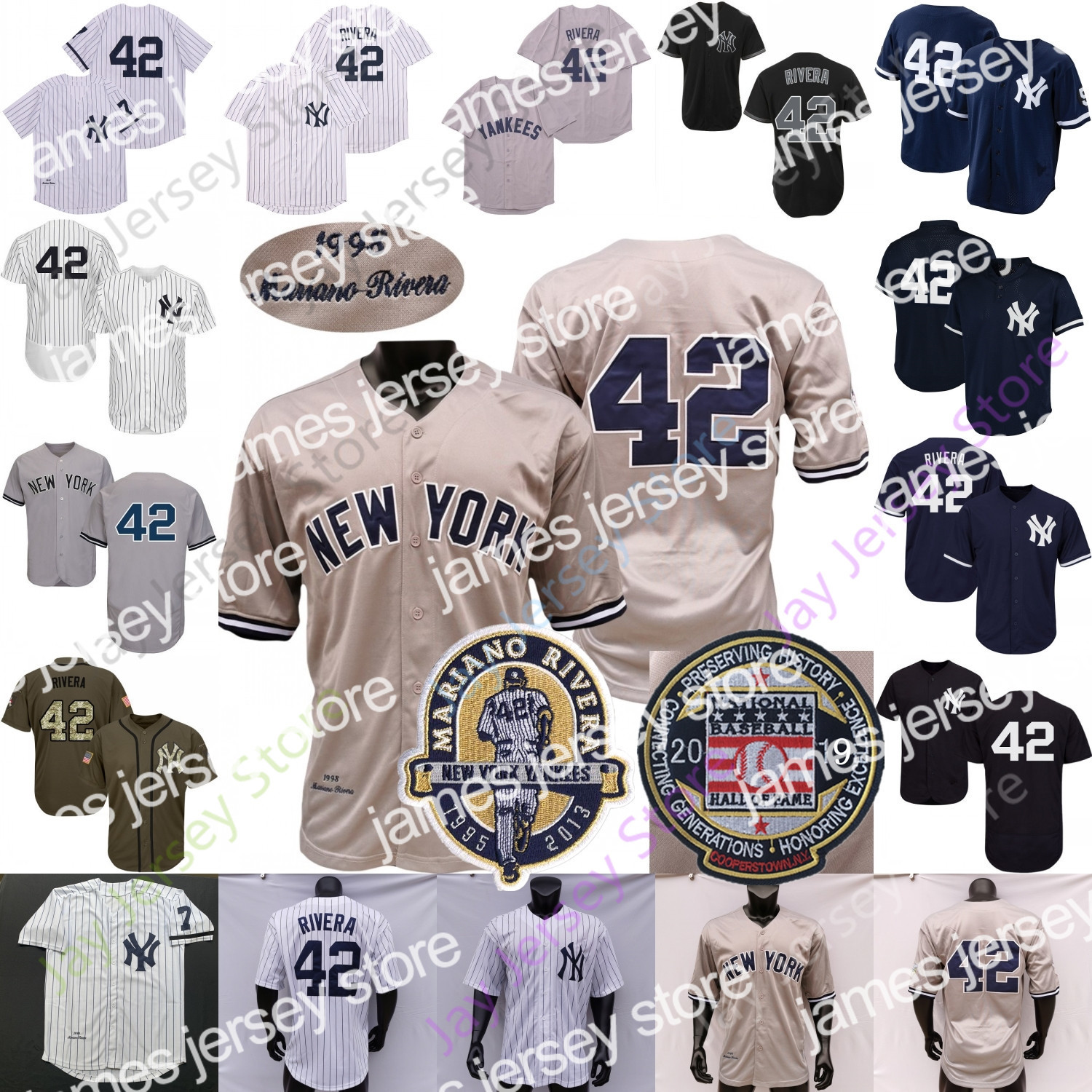 

James Mariano Rivera Jersey Vintage 1995 White Pinstripe 1998 Grey Turn Back Black Fashion 602 Saves 2019 Hall Of Fame Retirement Patch, Salute to service