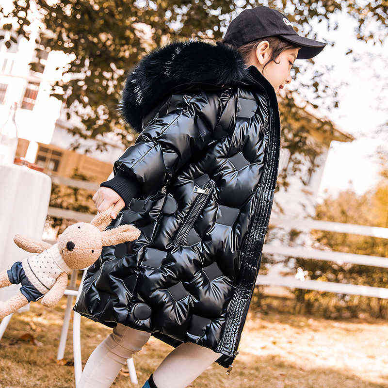 

Coat For Girls Winter 2022 New Girls White Duck Down Parka Children Fashion Middle And Long Thickened Warm Soft Coat 5-16y J220718, Black