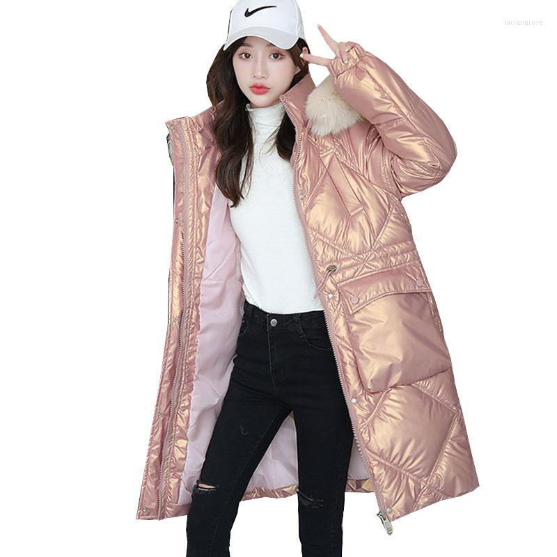 

Women's Down & Parkas White Duck Warm Jacket Elegant Hooded Fur Collar Overcoat Women Winter Clothing Loose Thick Coat Ladies OK1137 Luci22, Black