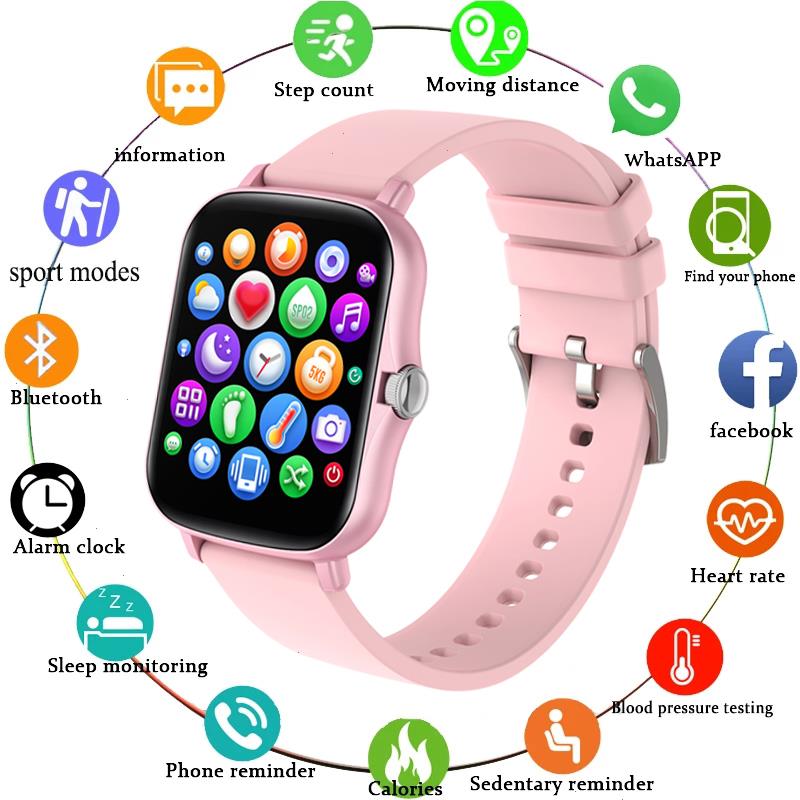 

Lige Full Touch Female Digital Watch Waterproof Sports Suitable For Android Ios Multifunction Electronic Male Box, Black