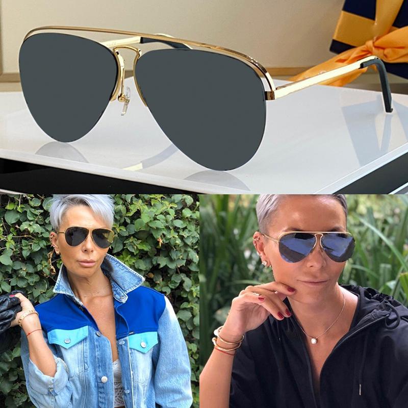 

GREASE SUNGLASSES men Summer style Gold Sunglasses Z1213 Flower studs on the lenses Gradient Lens Runway Frame Fashion Design Glasses for Women Wear with Box