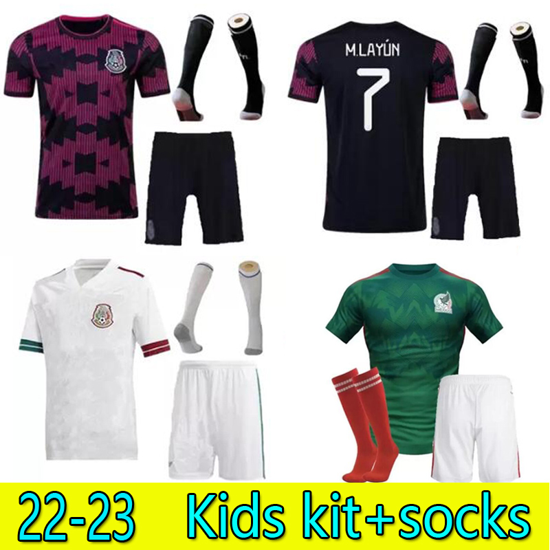 

kids kit socks Men Mexico Soccer jerseys Home away 2021 2022 2023 World Cup H.LOZANO DOS SANTOS CHICHARITO football jersey kids kits uniform shirts