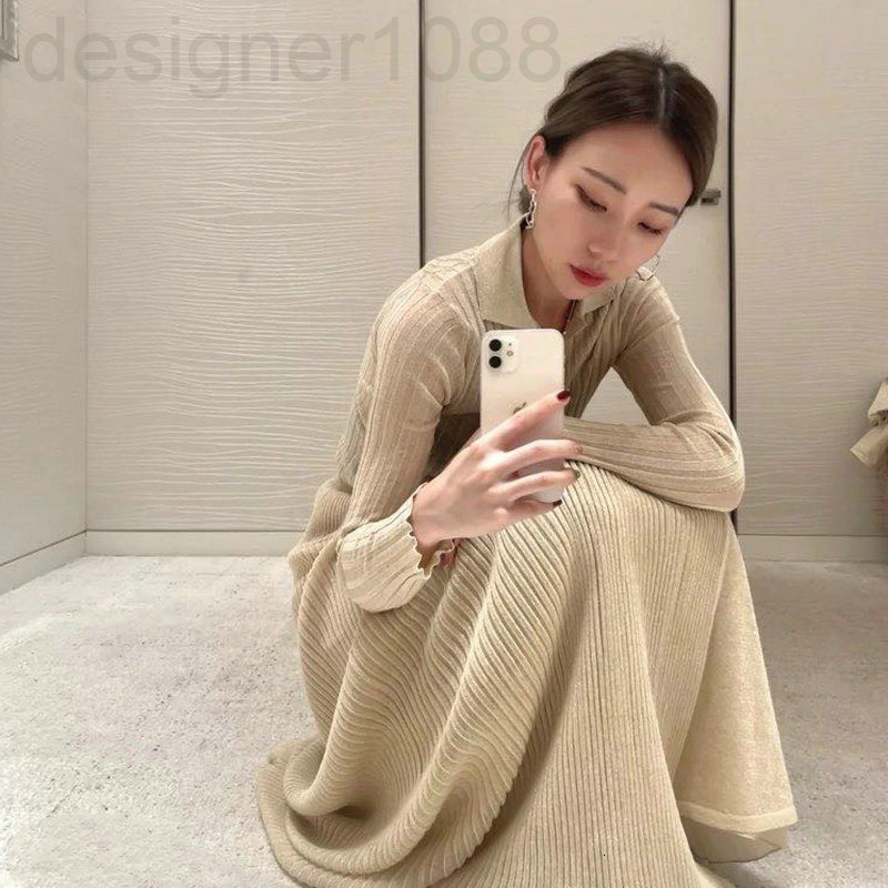 

Women' Knits & Tees designer D family' new polo collar bright silk thin sweater in early spring 2022 womanly slim fit foreign style versatile knitted bottoms C5R4, 2# packing bag