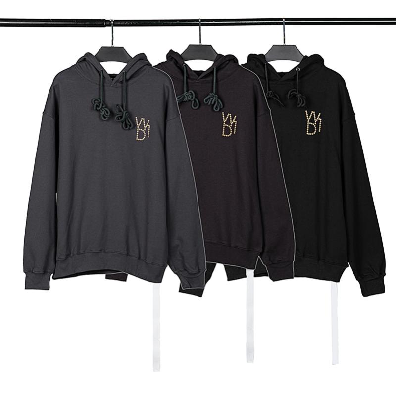 

Men' Hoodies & Sweatshirts 2022FW Men Women High Quality Heavy Industry Drilling We11done Pullovers Solid Color Simplicity SweatshirtsMen, Black