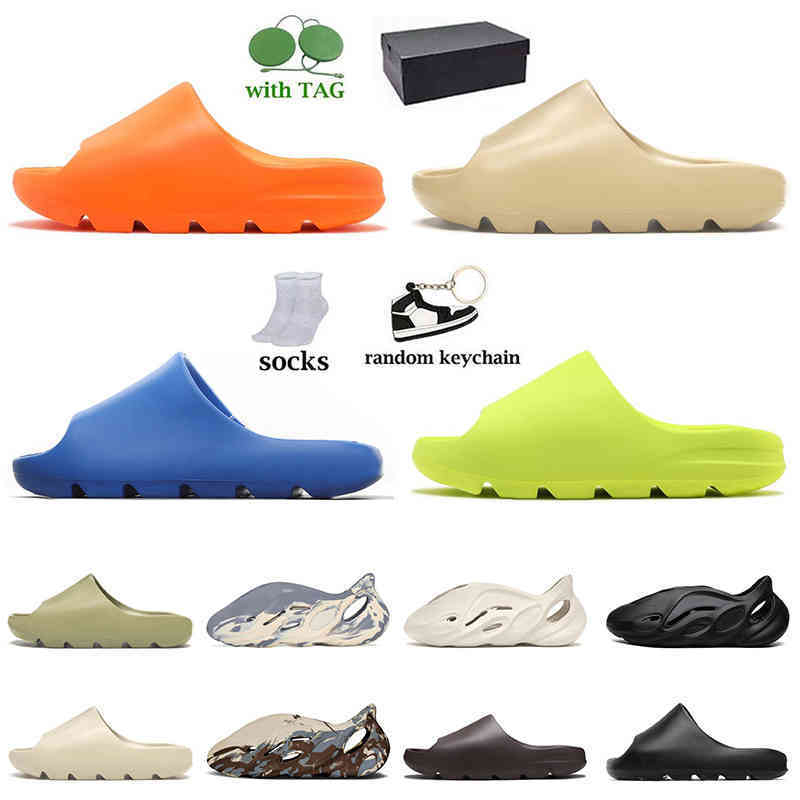 

Wholesale 2022 yeesys Slides Women Kids Designer Slippers Adds Slipper Slide Glow Green Enflame Orange Resin Pure Soot Mineral Blue Cream, #15 soot 36-47