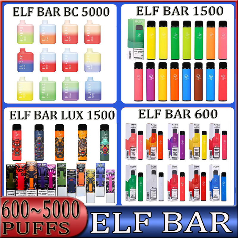 

Elf Bar lux 1500 600 Puffs Disposable Electronic Cigarettes Device Vape Pod 850mAh Battery disposables 2% and 5% Strength available geek BC 5000 Puff Fast Ship