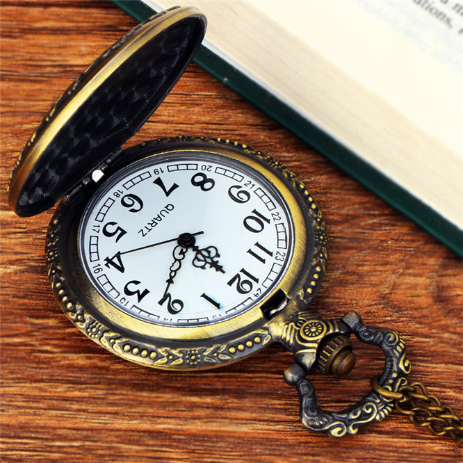 

10pcs Large European and American trend Alice in Wonderland Dress pocket watch 9075-9, Black