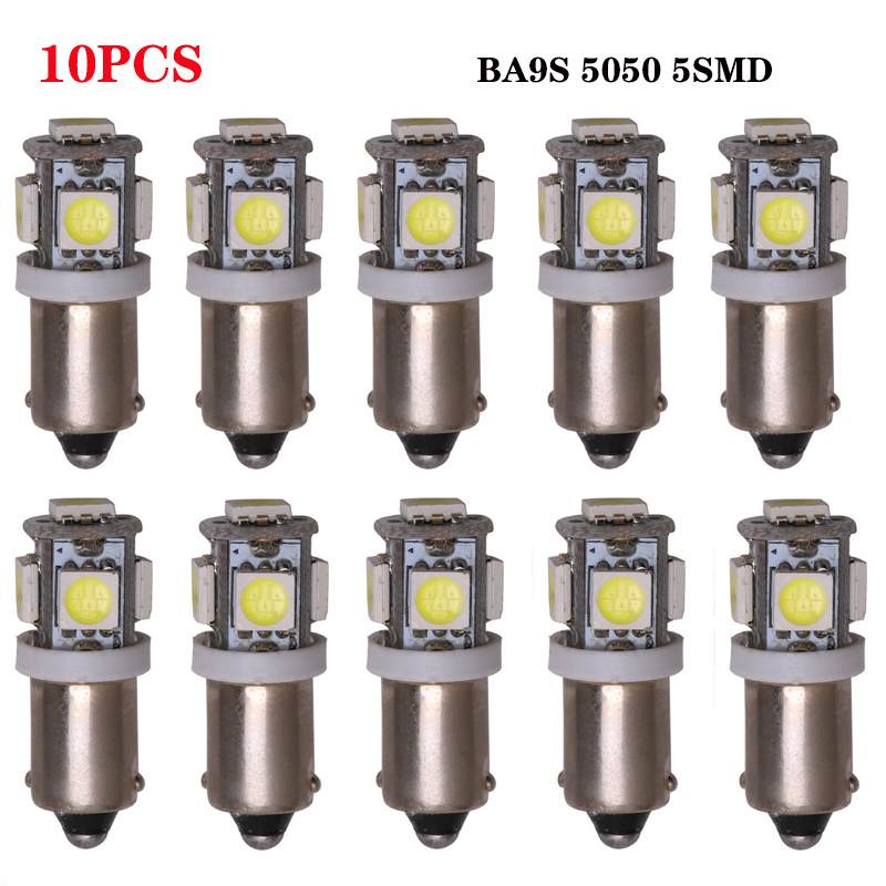 

New 10pcs DC 12V BA9S W6W 5050 5 SMD 5SMD LED Bulb Auto Lamp Wedge Marker LED Car Truck Indicator Signal Light Parking Reading 60Lm