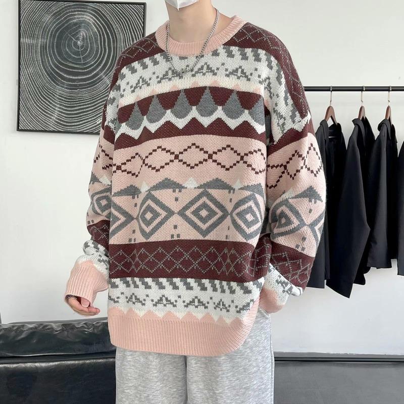 

Men's Sweaters Autumn And Winter Fashion Korean Version Couple Net Red BF Loose Casual Student Pullover Sweater Men's TrendMen's, Pink