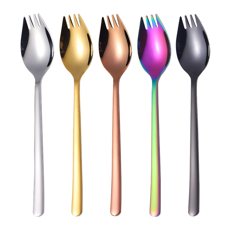 Multifunctional 2 in 1 Spork Salad Fork Stainless Steel Fork Spoon-image-409080050